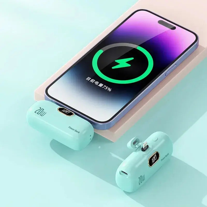 Mini 10000mAh Power Bank with Built Cable for Mobile Devices ryshop